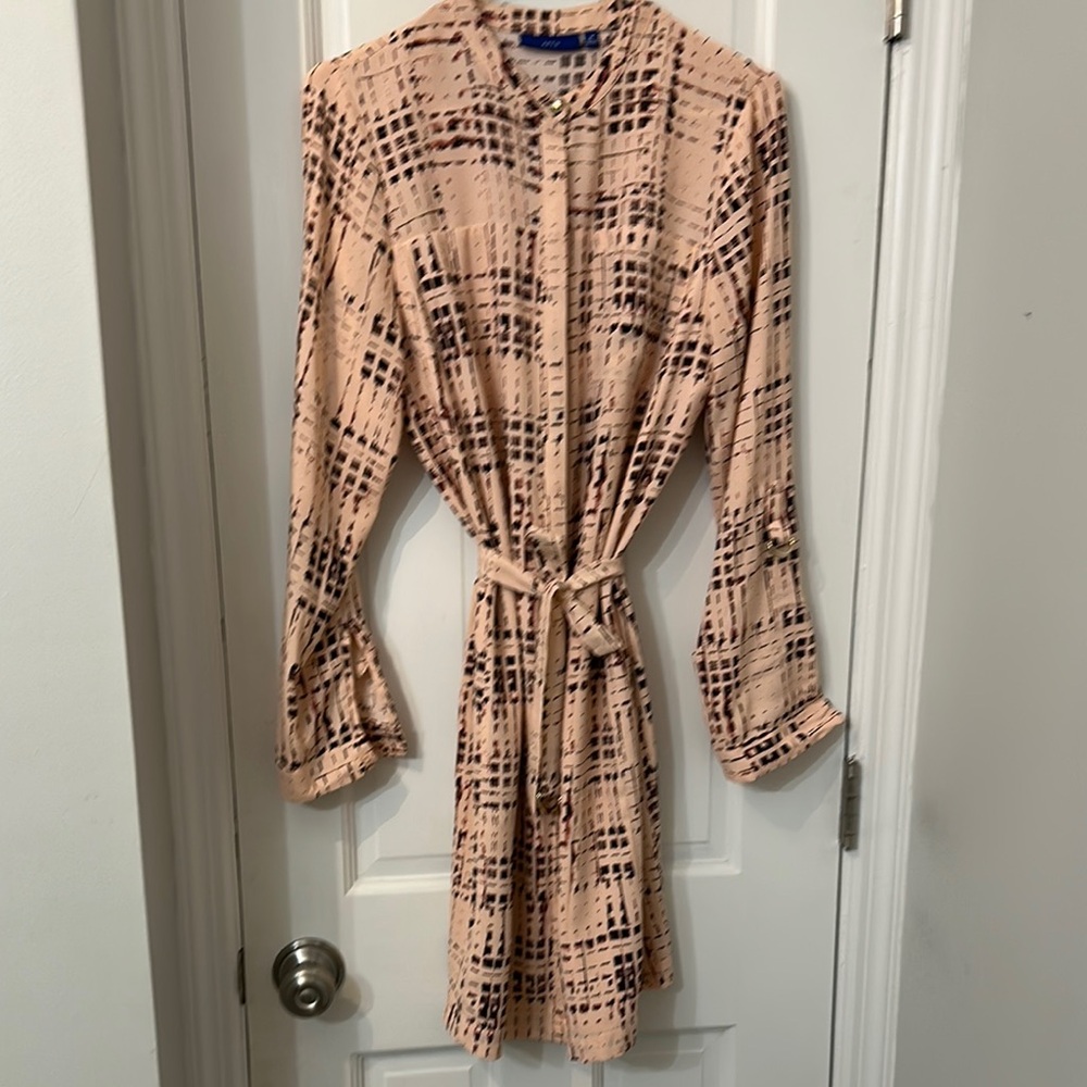 Apt. 9 Geometric Long Sleeve Dress - Blush & wine chemise or belt M